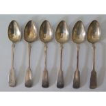 A Victorian Scottish Silver Set of Six Teaspoons, Glasgow 1857, pos. W. Allan, 93 g