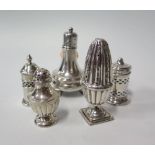 A Victorian Silver Pepper, Birmingham 1891, maker rubbed and four others