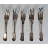 A George V Silver Set of Five Desert Forks, Sheffield 1912, Walker & Hall, 268 g