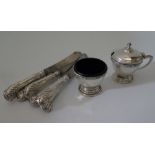 A George VI Silver Mustard and Matching Salt, Birmingham 1937, Roberts & Dore and a set of six