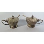 A Pair of George V Silver Mustards and matched spoons, London 1917, Edward Burnard, 171 g