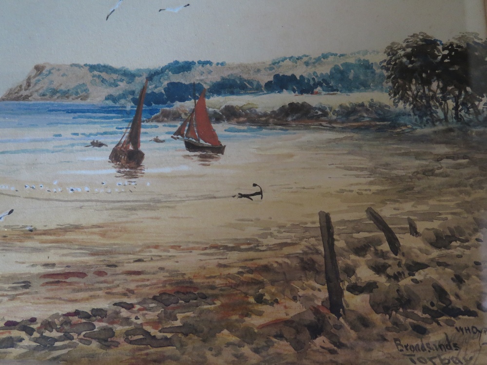 WH Dypt?, Broadsands Torbay, watercolour, 37 x 26 cm, framed and glazed - Image 3 of 3