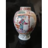 An Eighteenth Century Chinese Vase decorated with figures, star hairline to body, 11 cm