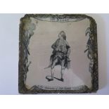 A Liverpool Delft Printed Theatrical Tile, printed in black with 'Mr. Barry as Sir Harry Wildair,