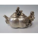 A Chinese White Metal Tea Pot