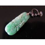 A Chinese Carved Jadeite Earring