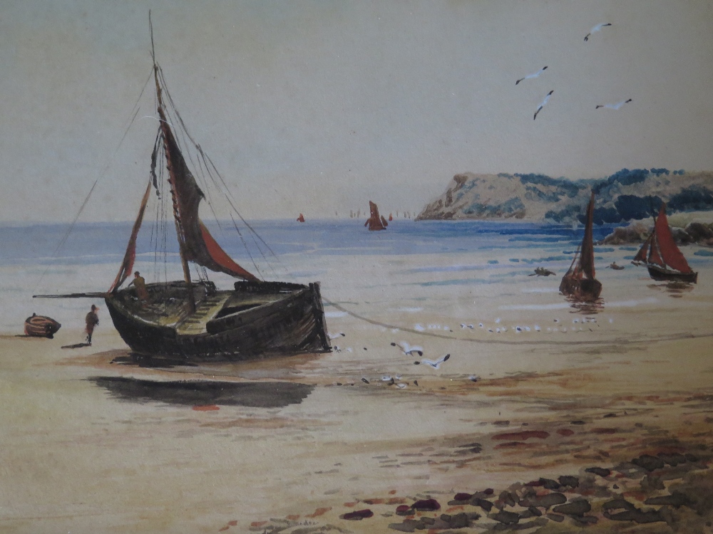 WH Dypt?, Broadsands Torbay, watercolour, 37 x 26 cm, framed and glazed