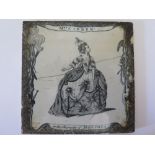 A Tin Glazed Earthenware Tile transfer-printed in black with the title 'Mrs Cibber in the