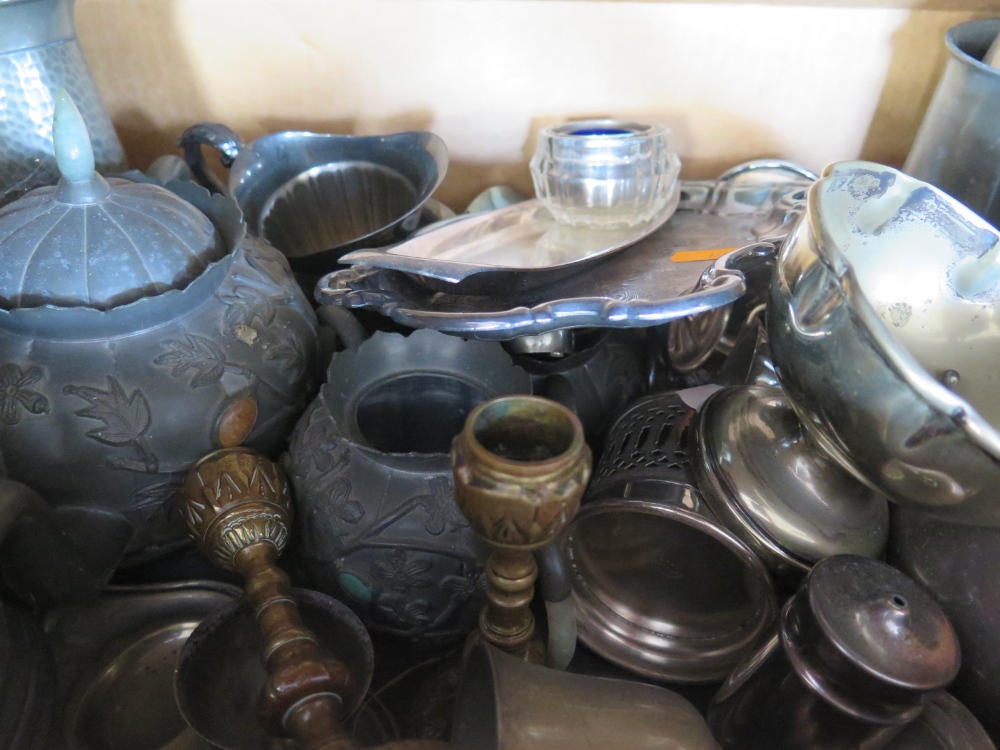 Box of Plated Ware and pewter etc - Image 2 of 2