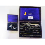 A Rowney Technical Drawing Set in case and one other retailed by James Gargory Birmingham