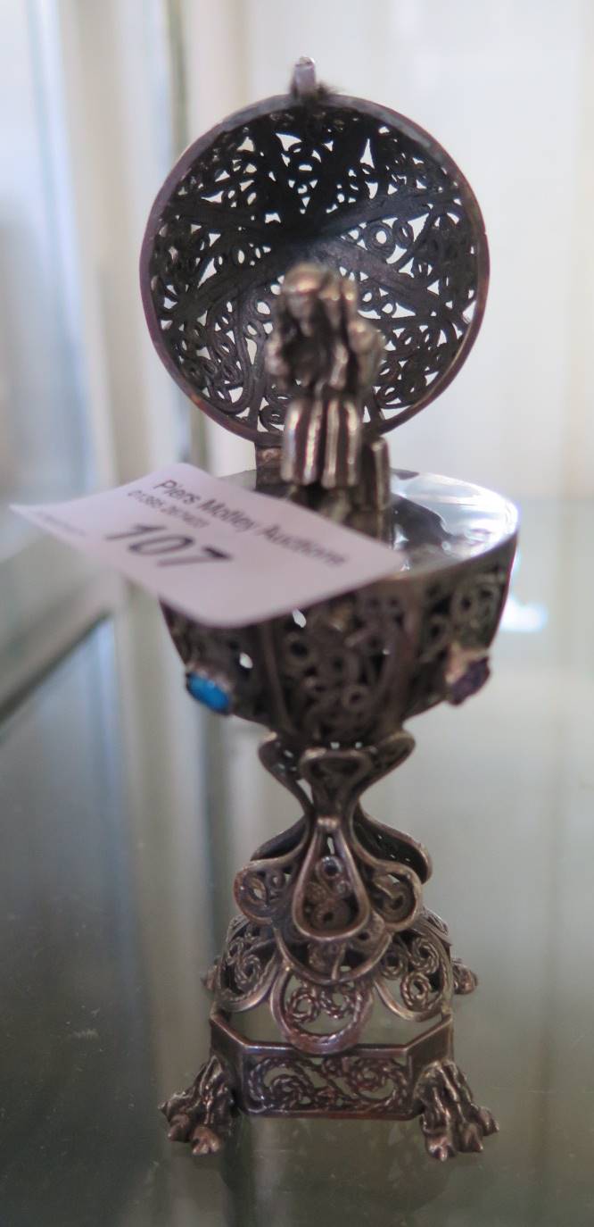 A White Metal Filigree Hinged Egg