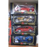 Four Burago 1:18 Boxed Die Cast Toy Cars