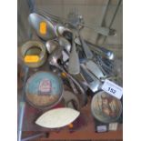 Humpty Dumpty Ball Bearing Game, one other, carved bone thread winder, silver and other cutlery etc