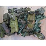 A Selection of Die Cast Toy Army Vehicles including Britains, Dinky, Corgi, Solido etc, playworn