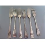 A Set of Six George III Silver Forks, London 1807, 265 g