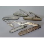 Five Silver and Mother of Pearl Handled Fruit Knives