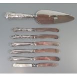 Twenty Six Pieces of Silver and Plated Flatware including silver handled cake slice, 109 g weighable