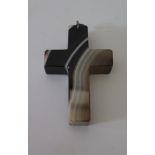 A Large Banded Agate Cross, c. 80 x 52 mm