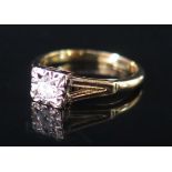 An 18ct Gold and Diamond Solitaire Ring, c. .25ct. size J.5, 3.2 g