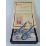 A Pair of Chinese Blue and White Lotus Flower Porcelain Spoons, boxed and with certificate stating