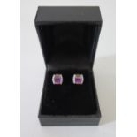 A Pair of 18ct Gold, Amethyst and Diamond Earrings