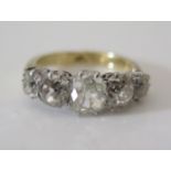 A Five Stone Diamond Ring, c. 2ct on an adjustable shank, sizes H-P, 3.8g