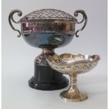 A George V Silver Tazza with pierced rim, Birmingham 1926, HM, 108 g, 11.5 cm diam. and a silver