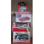 Polistil Norton 850, Peugot 504GL, Triumph 750cc and Volvo, all boxed