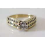 A 14K Gold Diamond Engagement Ring, size M, 4.3 g (diamond c. 0.7ct)