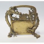 A Small Chinese Bronze Alloy Screen decorated with dragons