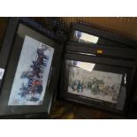 A Set of Five Dickens' Pickwick Prints in glazed oak framed