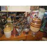 Nineteenth Century Brass and Copper Ware, water filter, stick stands etc