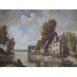 Bovie, Dutch Village Scene, oil on canvas, 99 x 68 cm, famed. Bought by the vendor from Harrods