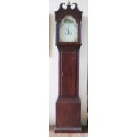 A Nineteenth Century Mahogany Longcase Clock with broken scroll pediment and painted dial signed