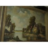 Bovie, Dutch Village Scene, oil on canvas, 99 x 68 cm, famed. Bought by the vendor from Harrods