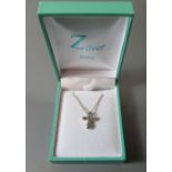 Jersey Zilver Cross Pendant on chain, boxed