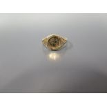 A 9ct Gold Child's Ring with Mexican Coin, 1.4 g, size K.5