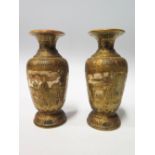 A Fine Pair of Japanese Meiji Period Satsuma Earthenware Miniature Vases, 9.5 cm