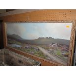 RD Sherrin, Dartmoor Scene, gouache, 100 x 40 cm, framed and glazed