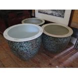 A Set of Three Garden Planters with William Morris design