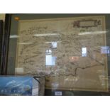 FIFÆ PARS OCCIDENTALIS, THE WEST PART OF FIFE, early map 55 x 43 cm, framed & glazed