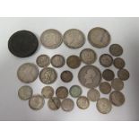A Selection of Georgian and later silver coins, Cartwheel penny, to South African 2 1/2 shillings