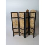 A Chinese Carved Bone Four Fold Table Screen, 33 cm