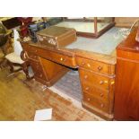 A Victorian Oak Twin Pedestal Desk