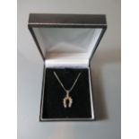 Silver Horseshoe Pendant on chain, boxed