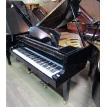 Yamaha (c1982) A 5ft 3in Model GH1 grand piano in a bright ebonised case on square tapered legs.