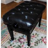 Piano Stool A concert adjustable piano stool in a bright ebonised finish with button leather top.