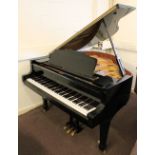 Weber (c2001) A 5ft grand piano in a bright ebonised case on square tapered legs.