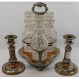 A pair of 19th century Sheffield plate telescopic candlesticks, 17cm high unextended,