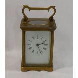 A 20th century brass cased five glass carriage clock with white enamel dial,